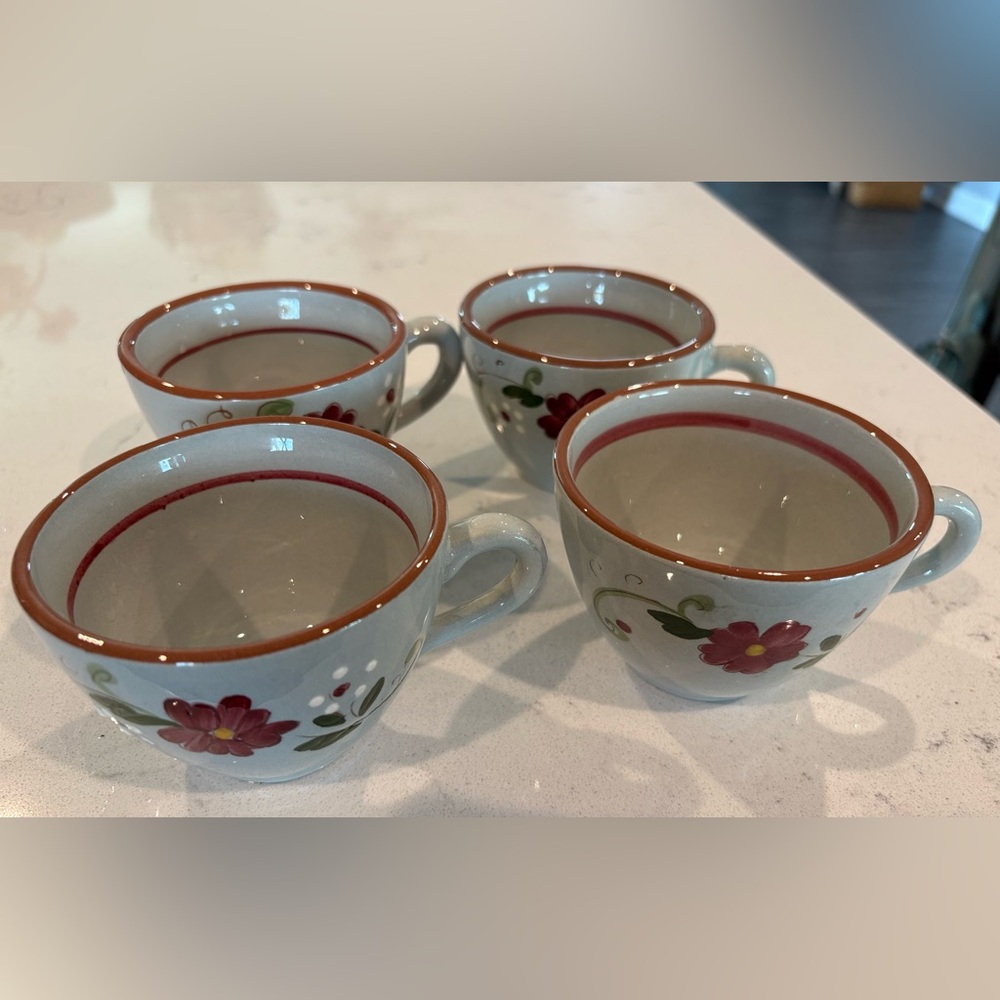 4- Vintage Stangl Pottery “Garland” pattern Cups Good Condition